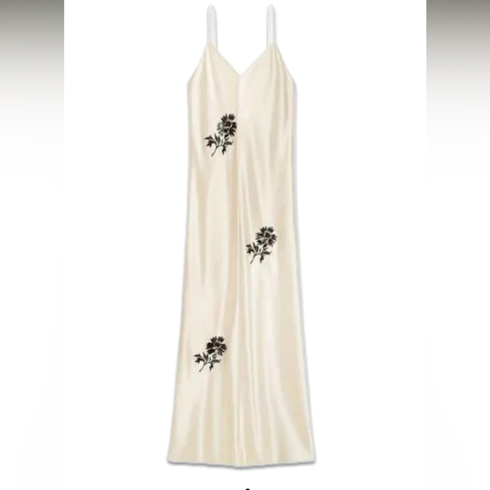TORY BURCH | Embroidered Satin Slip Dress | Size: 6